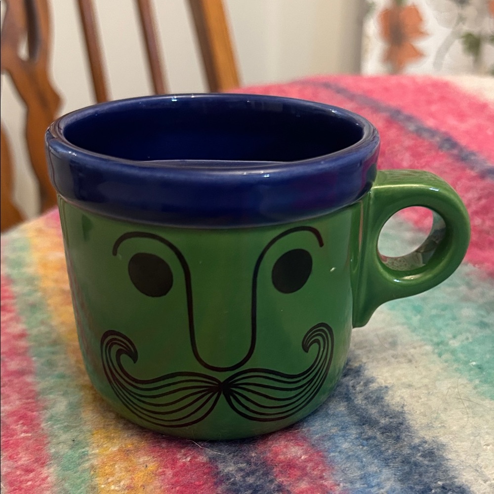 Green and Blue Moustache Mug
